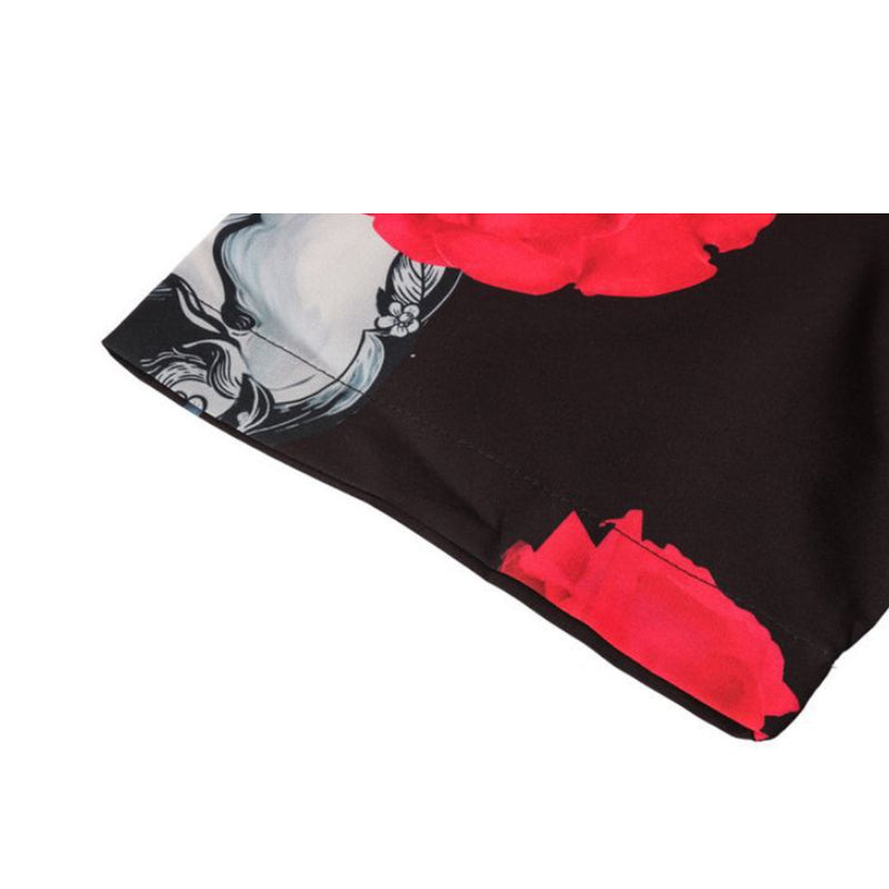 New for summer: skull and rose print short-sleeved shirt