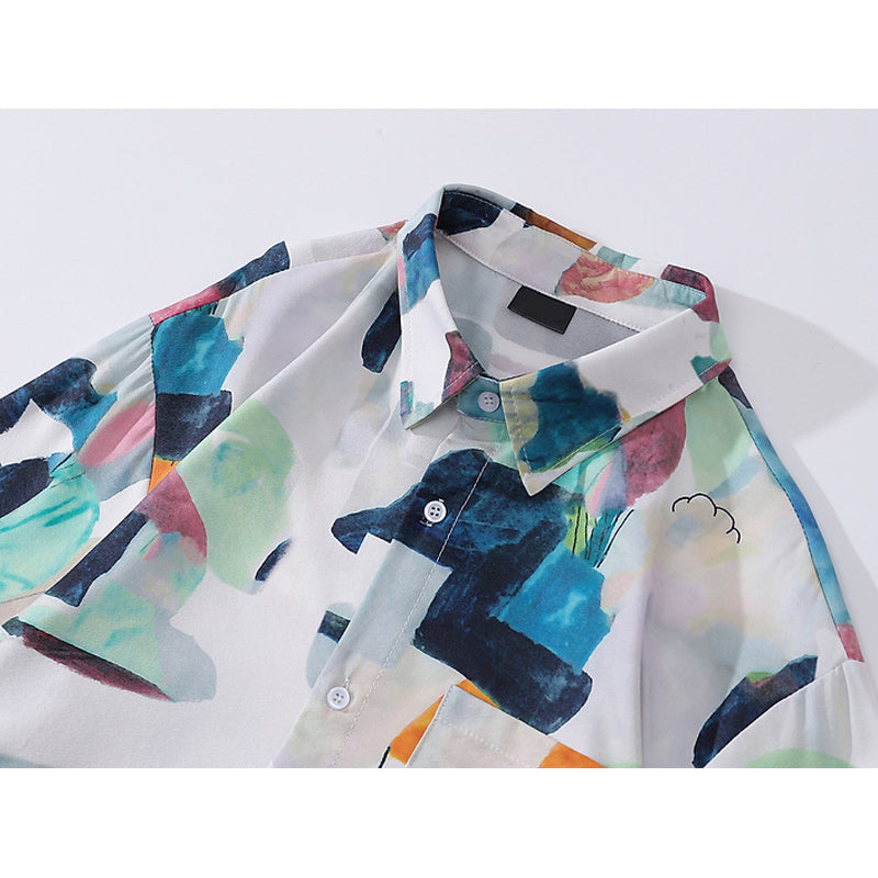 New Spring Retro Graffiti Long Sleeve Shirt