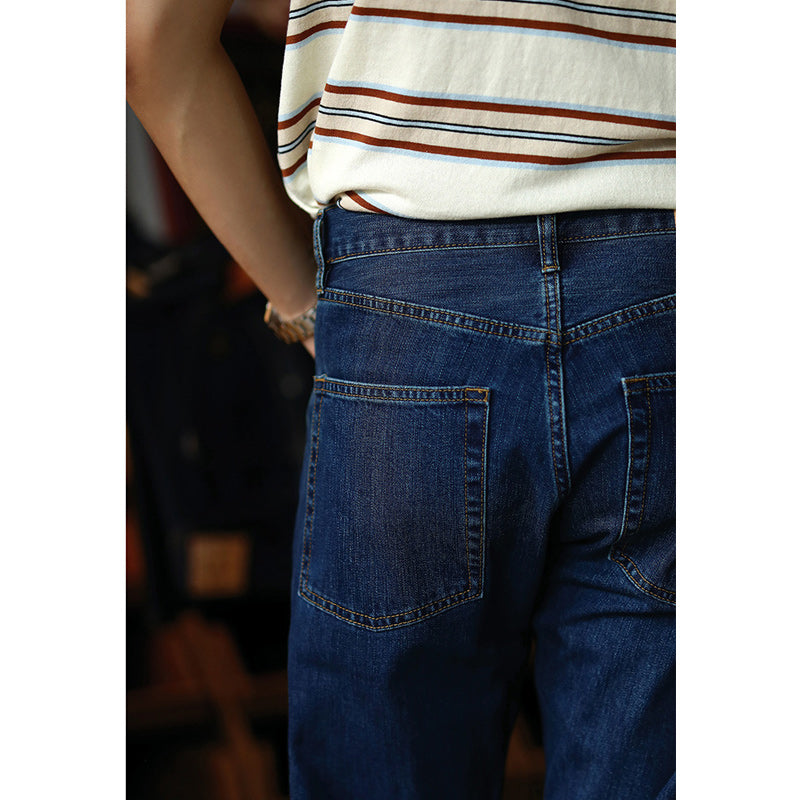 Cool-to-the-touch, 9/10-length slim red-selvedge denim pants