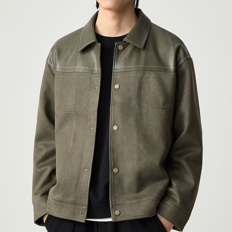 Suede PU switching skipper jacket