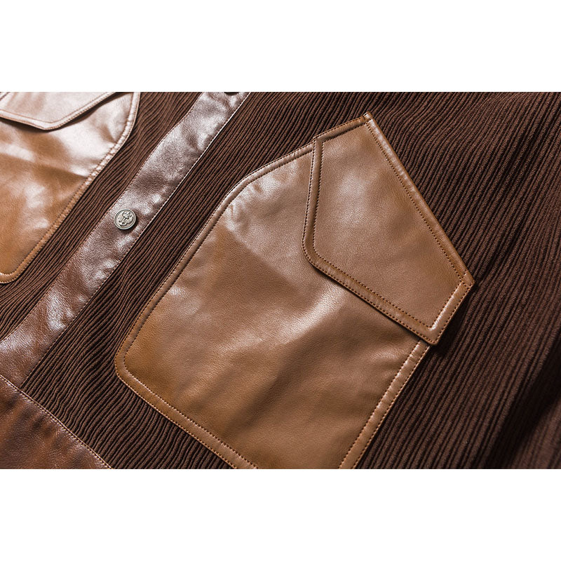 Corduroy embroidered shirt collar jacket