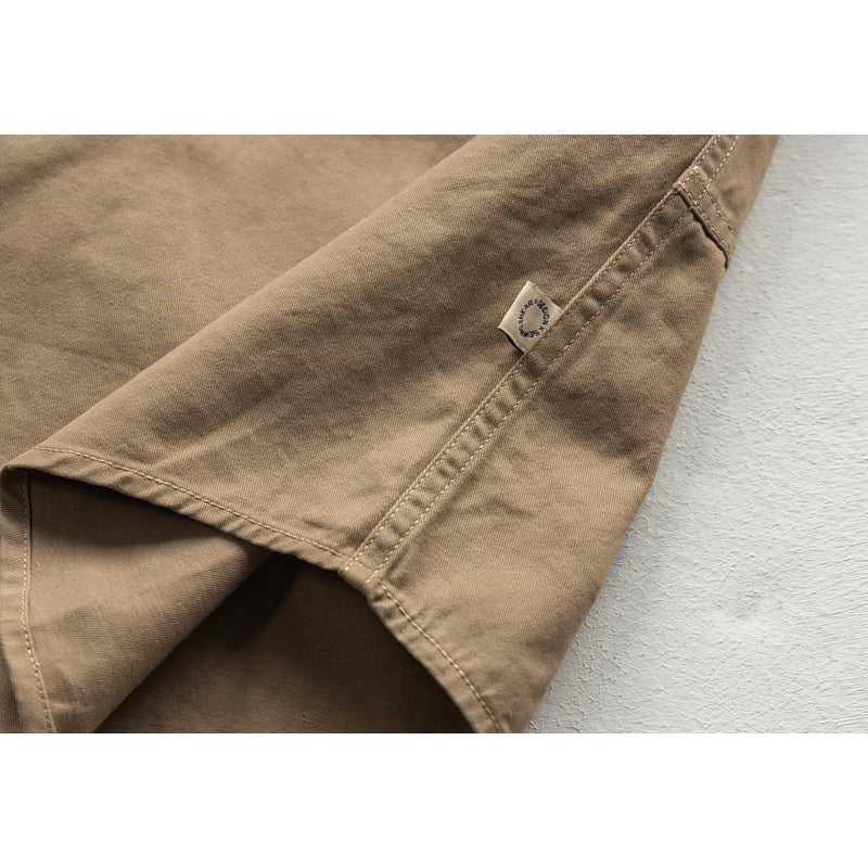 Multi-pocket classic plain work short-sleeved shirt
