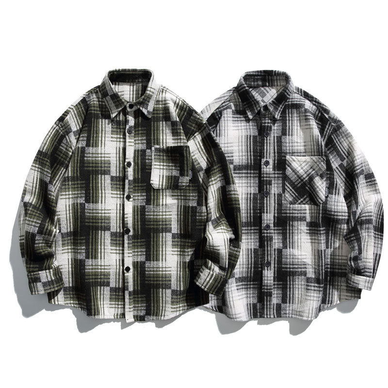 Color-coordinated checkered striped shirt
