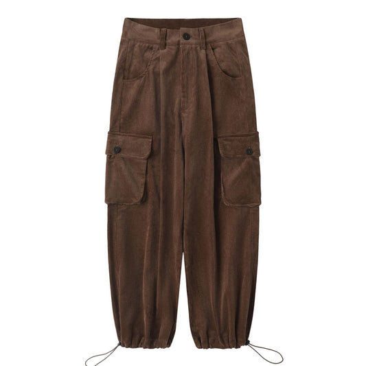 Vintage Corduroy Long Pants Adjustable Cargo Pants