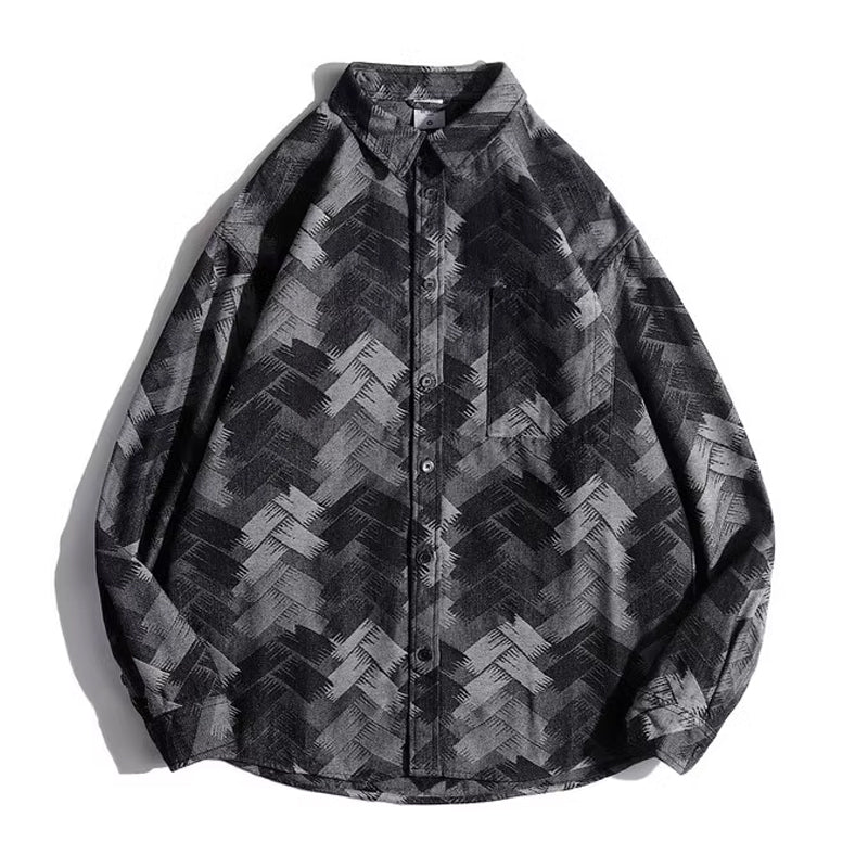 Paint print long sleeve denim shirt available in 3 colors