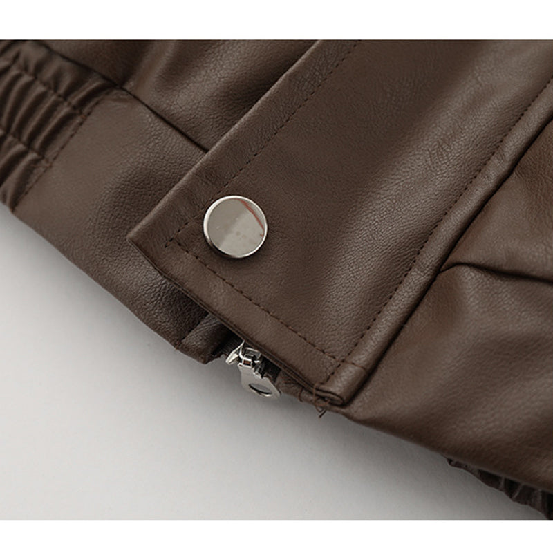 Loose-fitting plain coat with turn-down collar and velvet jacket