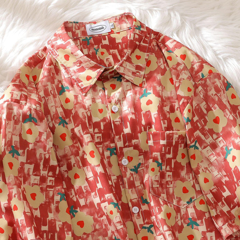 New Summer Floral Print Short Sleeve Shirt