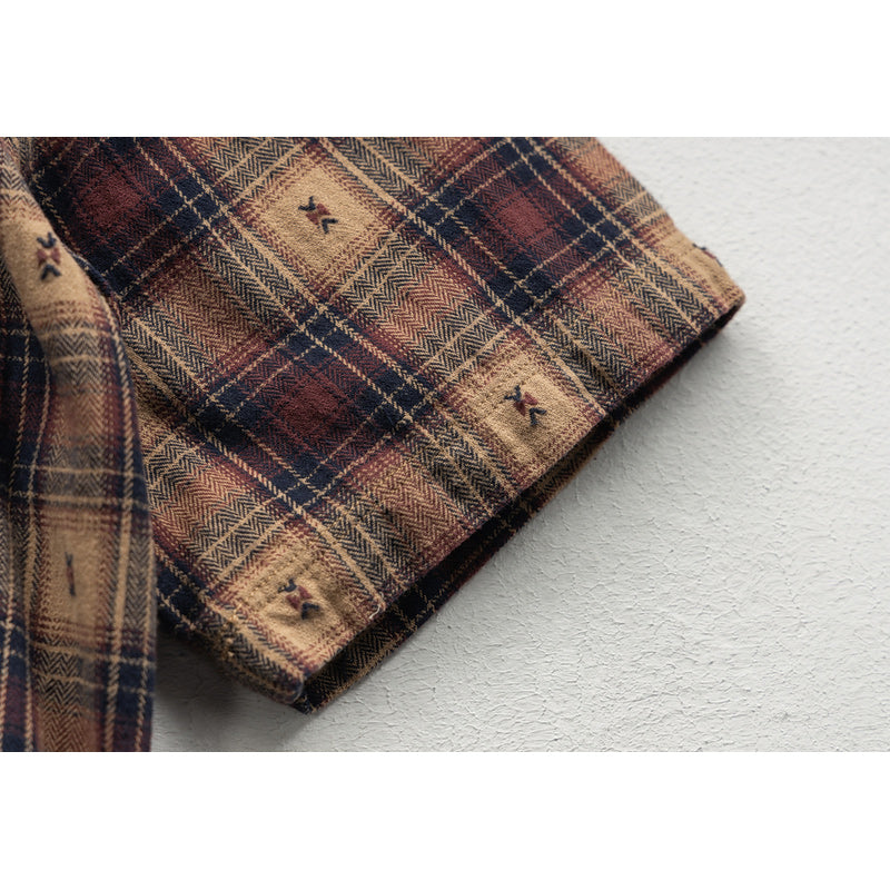 Classic check pattern short-sleeved shirt