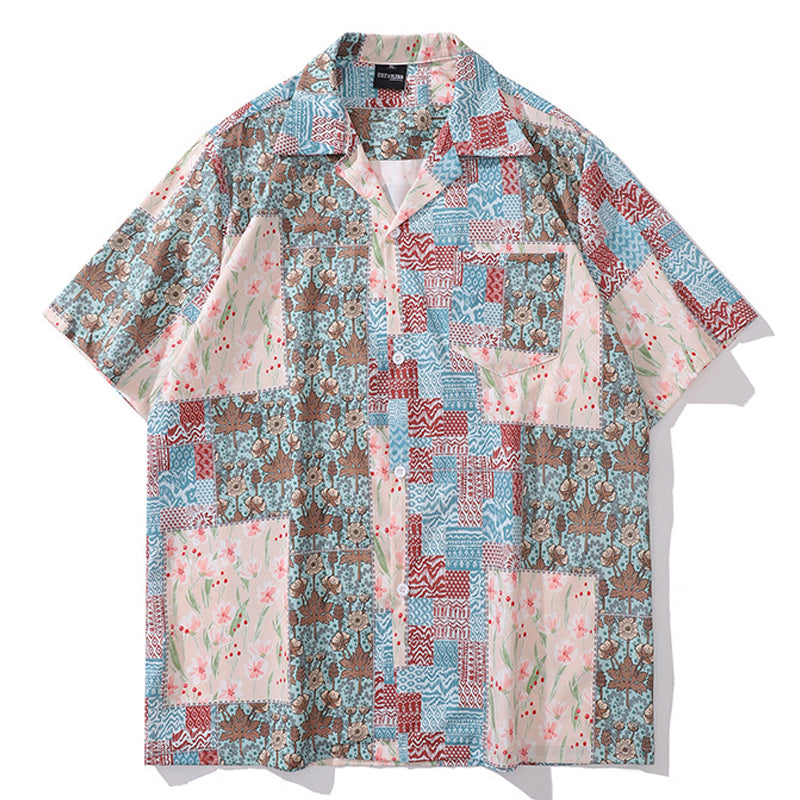 New for summer: ethnic print short-sleeved shirt