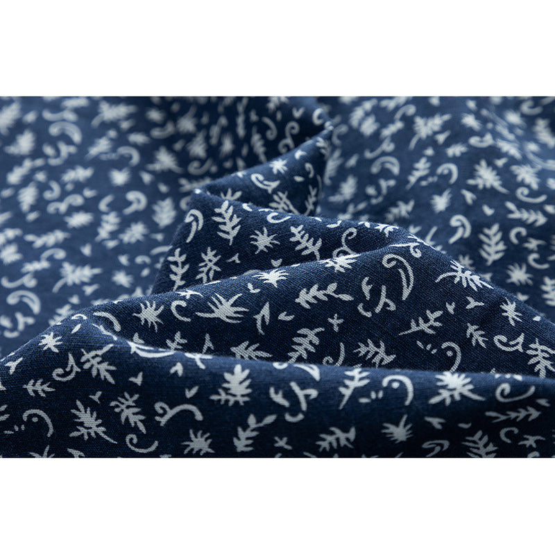 Cuban neck floral navy aloha shirt