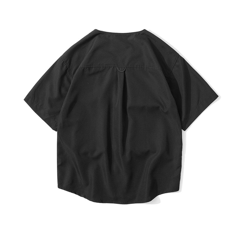 Loose baseball collar short sleeve shirt