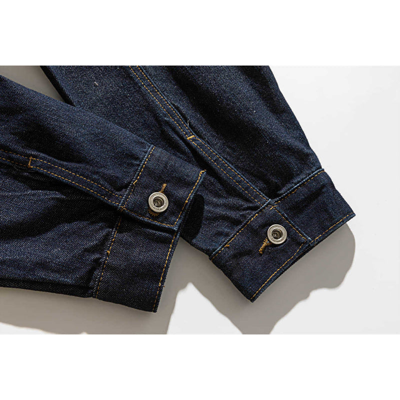 Color-block denim American casual jacket