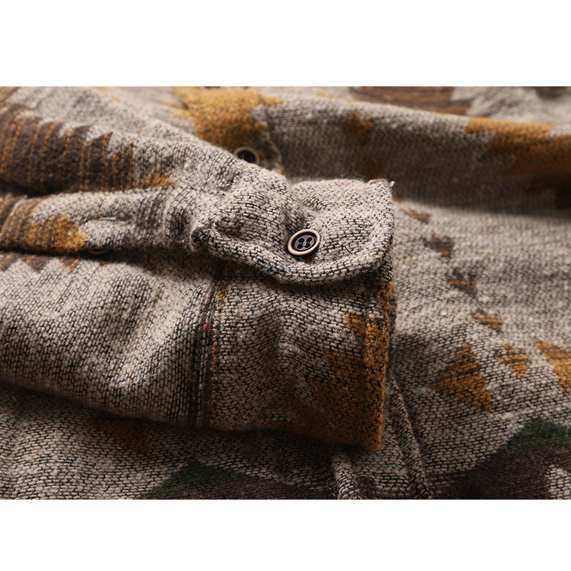 Navajo jacquard tweed long-sleeved shirt