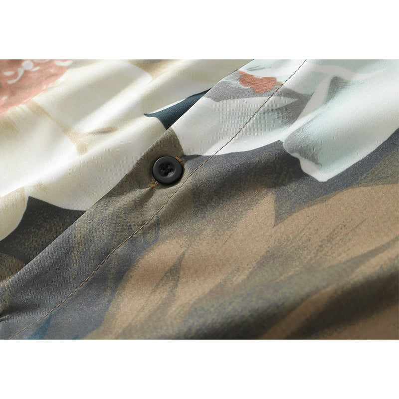 French Romantic Rose Print Long Sleeve Shirt