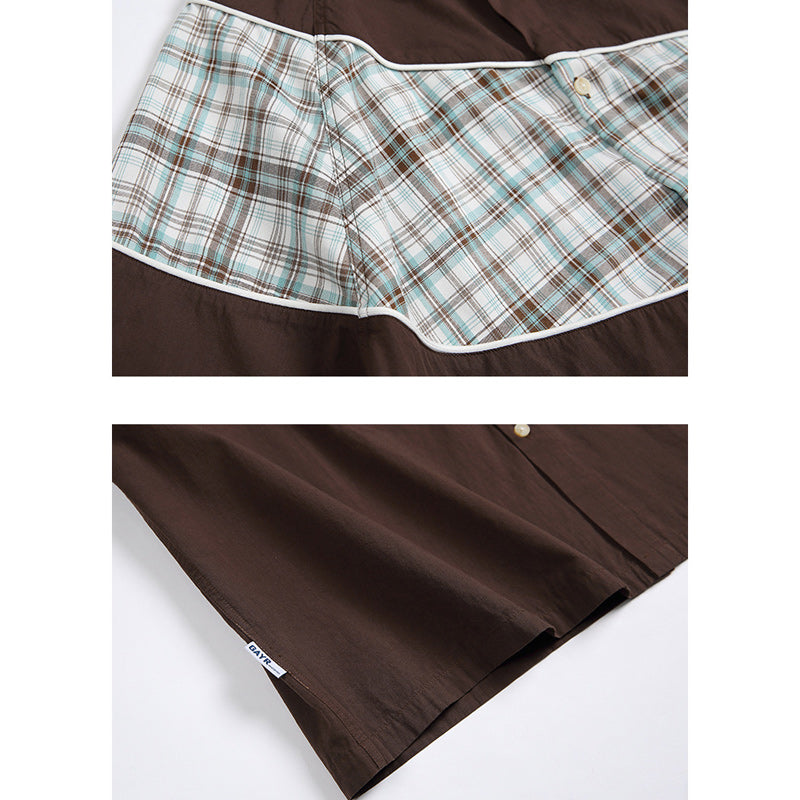 Retro check pattern short sleeve shirt