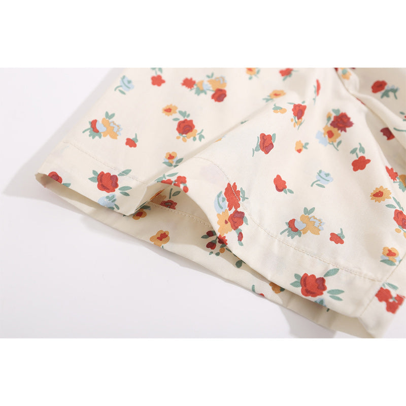 Hawaiian rose print short-sleeved shirt