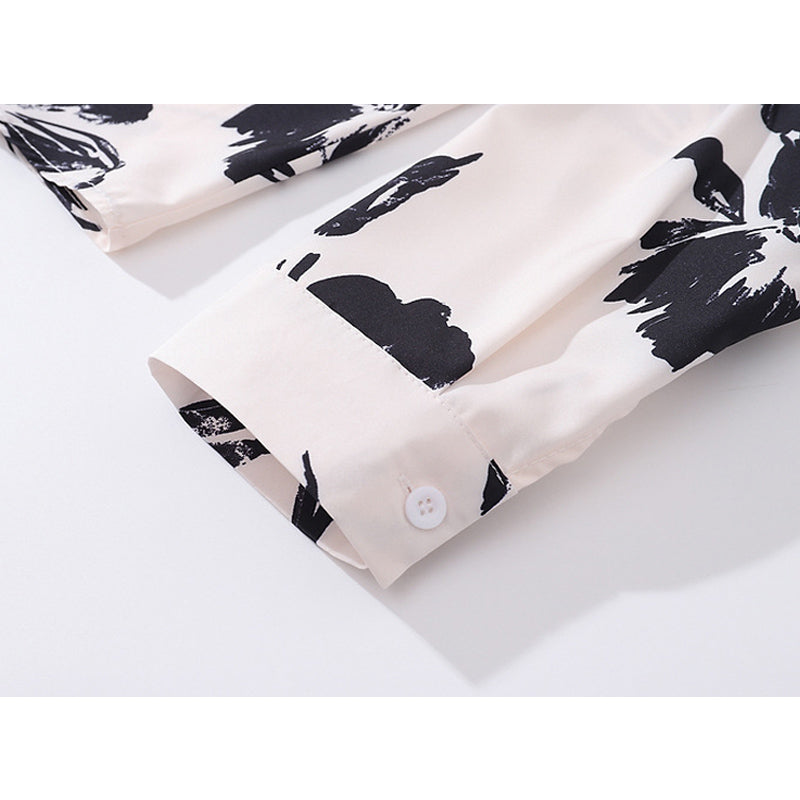 Floral print, smooth texture, long sleeve shirt