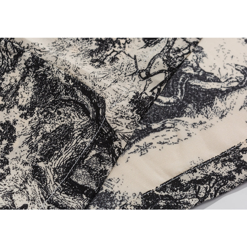 Sumi-e natural print short-sleeved shirt