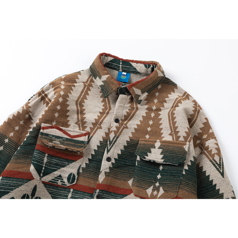 Ethnic print long-sleeved shirt for fall