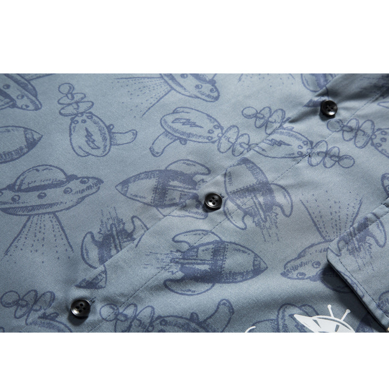 Retro all-over print aloha short-sleeved shirt