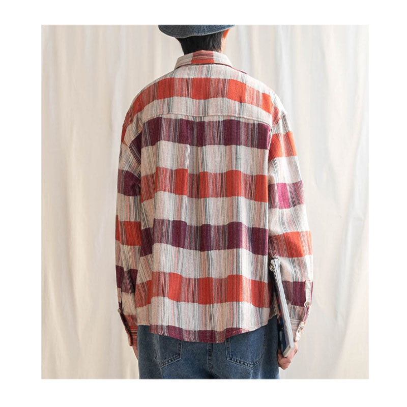 Jacquard colorful check long-sleeved shirt