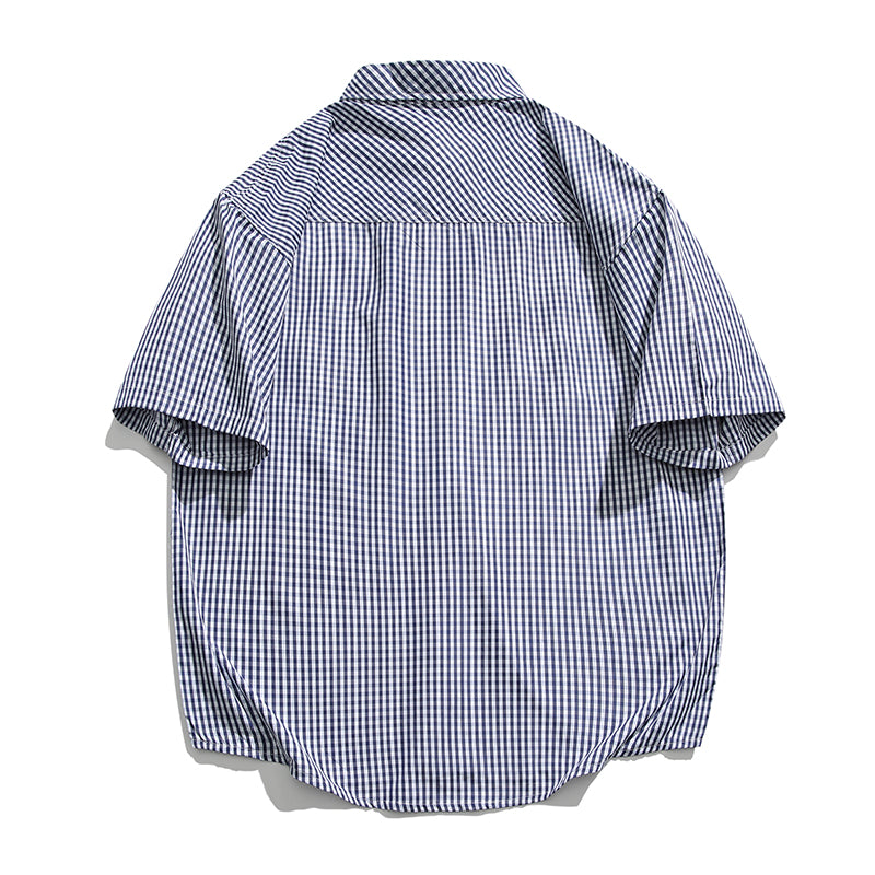 Classic check pattern short-sleeved shirt