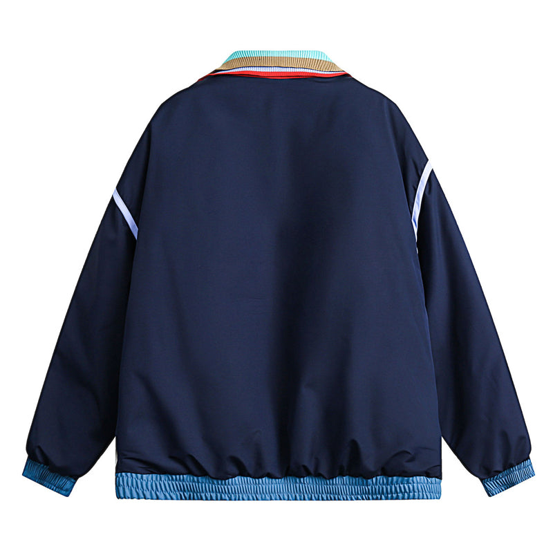 Oversized mixed-color thick coat, loose-fitting down jacket