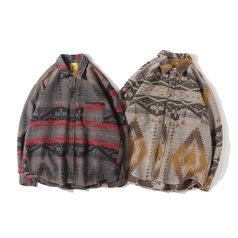 Navajo jacquard tweed long-sleeved shirt
