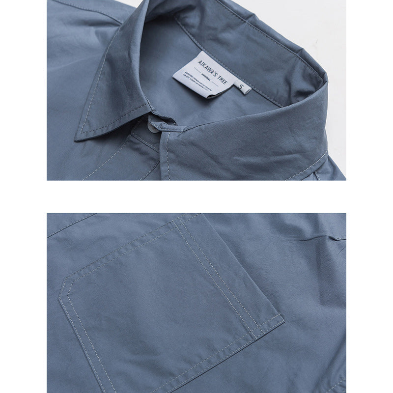 Classic plain pocket work short sleeve shirt