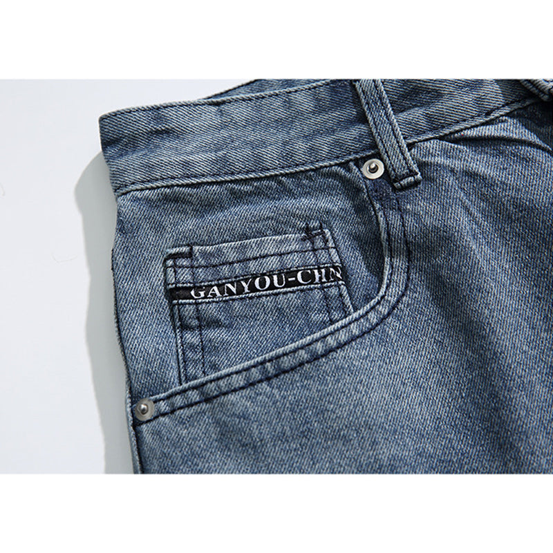 Washed Simple Straight Jeans
