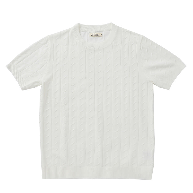 Slim American retro knit short sleeve T-shirt