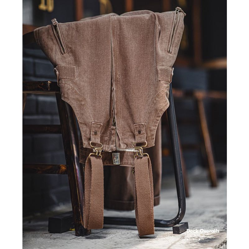 1930s Herringbone Twill Deck Overalls, Washed