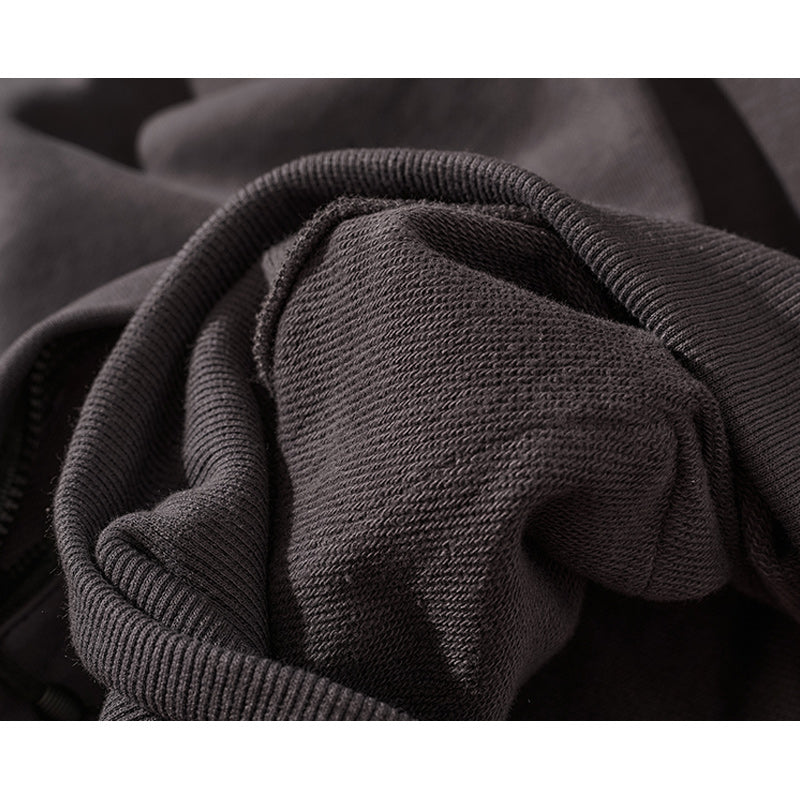 Heavyweight half-button sweatshirt with 3D pockets