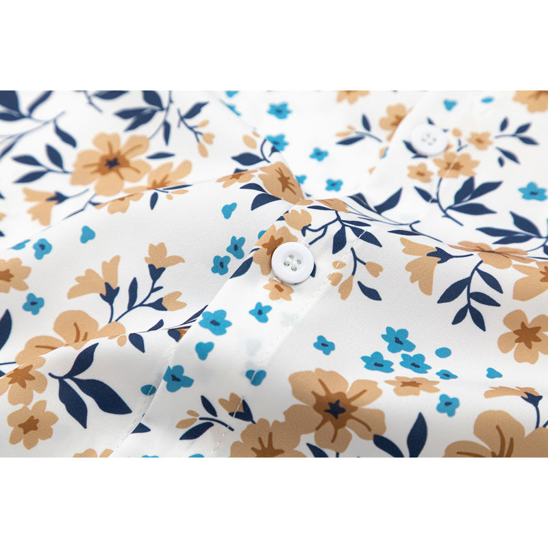 Fresh floral print short sleeve shirt