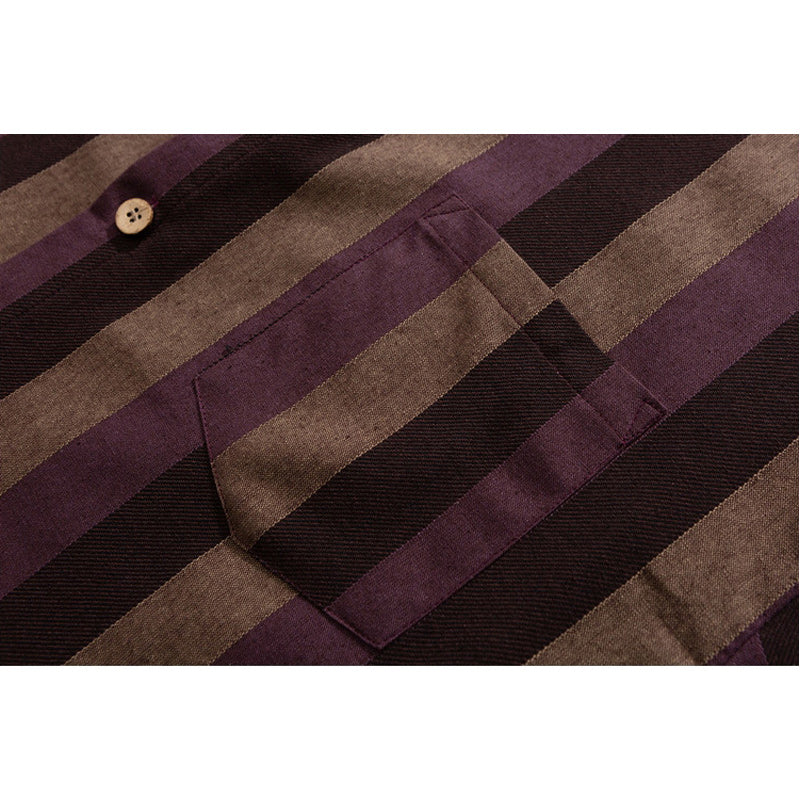 American casual color-matched striped short-sleeved shirt