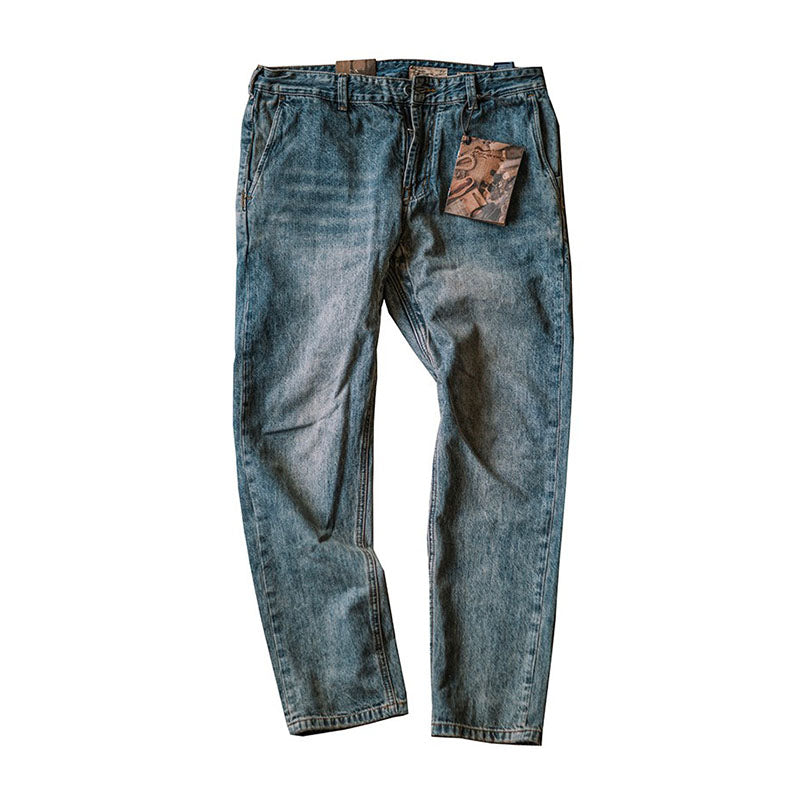 American casual used flap pocket tapered denim pants