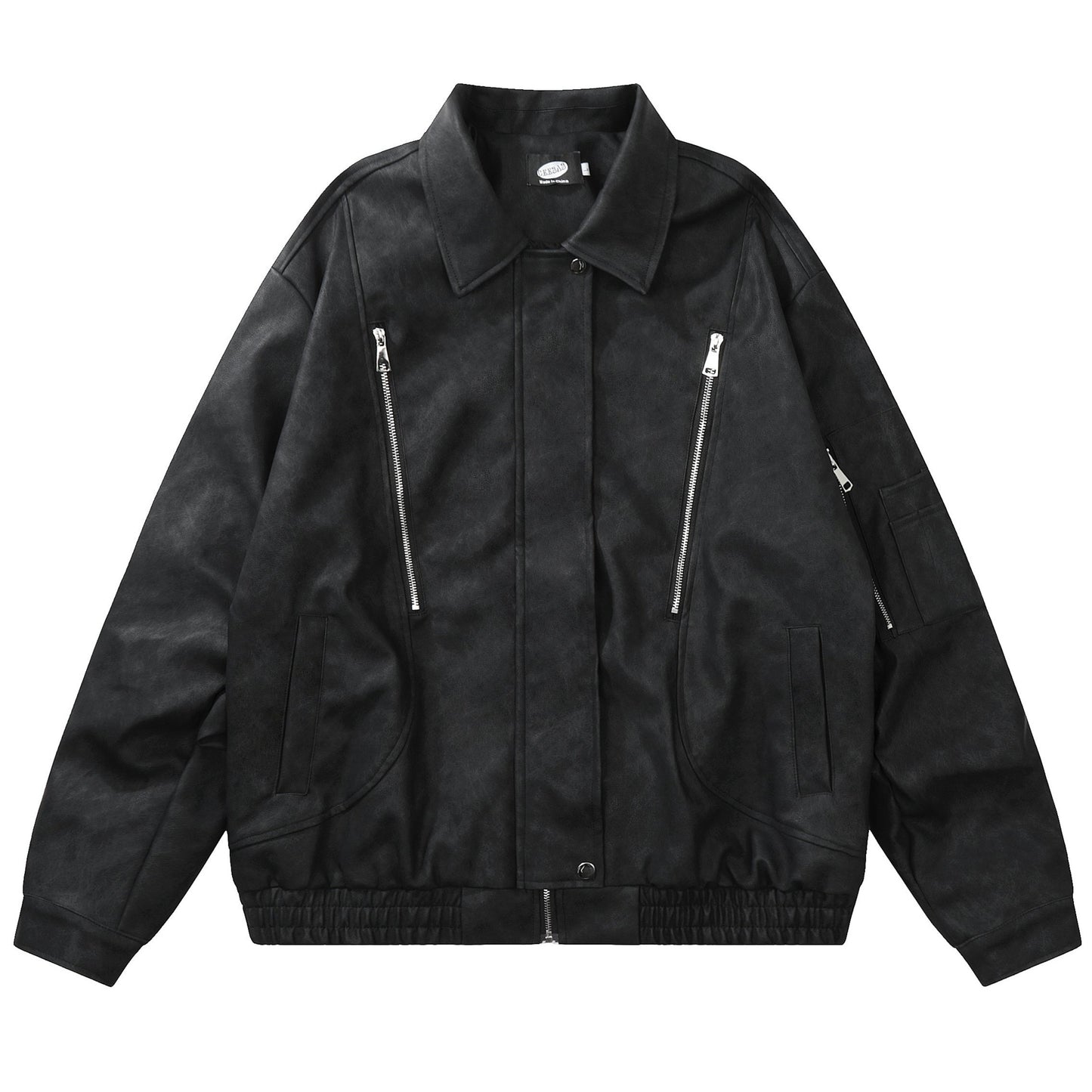 American casual simple classic leather jacket