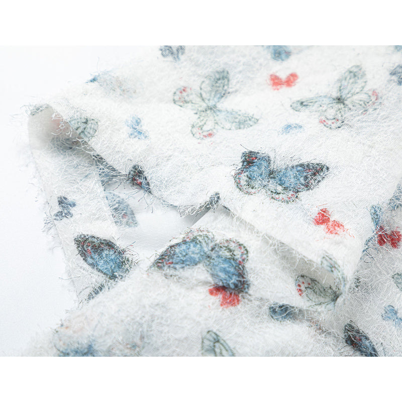 New for summer: Fringe butterfly print short-sleeved shirt