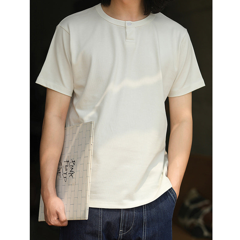 アメカジ無地ボタン半袖Tシャツ