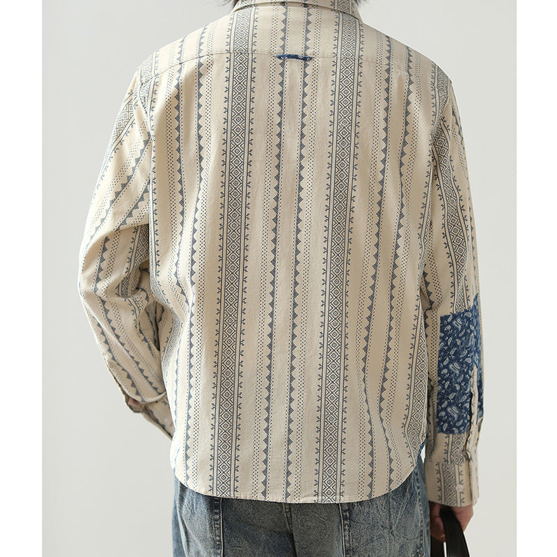 New Spring Ethnic Navajo Cashew Nut Long Sleeve Shirt