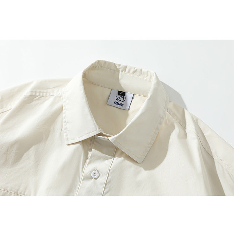 Plain short-sleeved work shirt with pocket