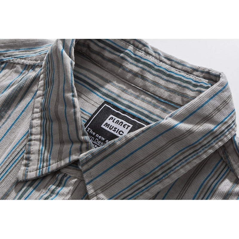 Fashion striped work short sleeve shirt