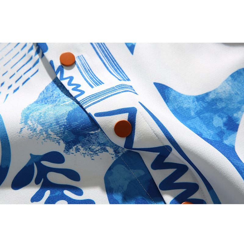 Refreshing all-over print aloha short-sleeved shirt