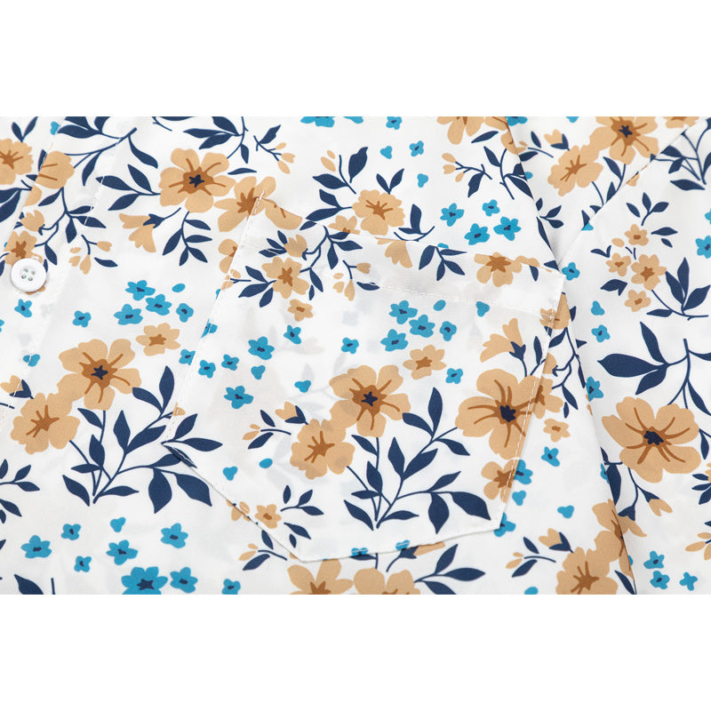 Fresh floral print short sleeve shirt