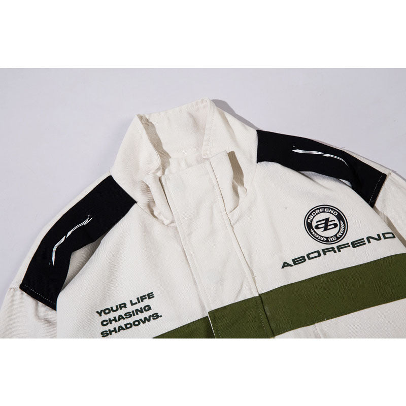 Vintage cargo jacket with multiple pockets and contrasting colors