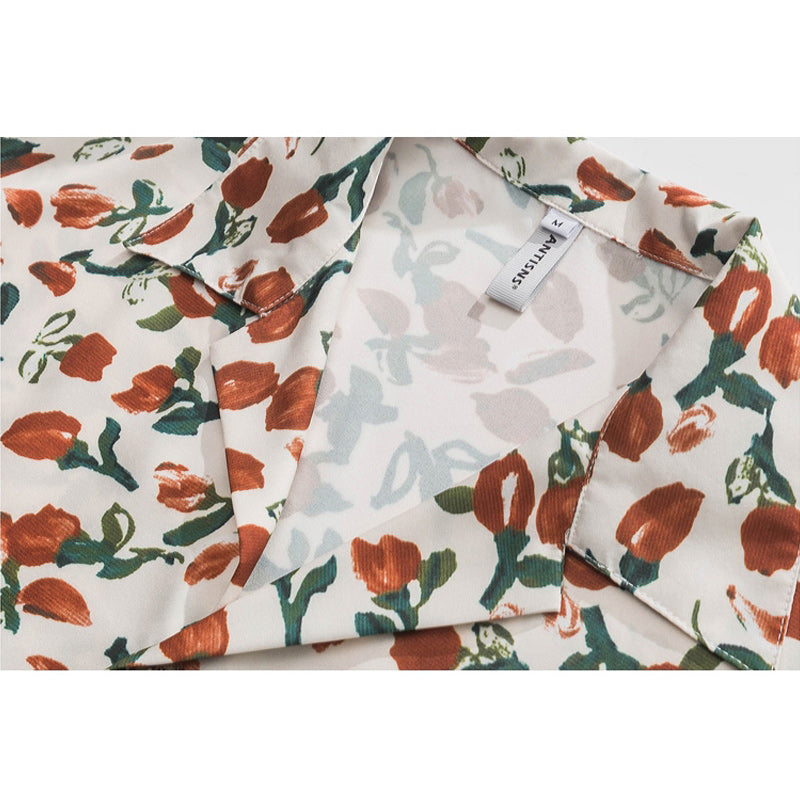 Cuban color floral print aloha shirt short sleeve