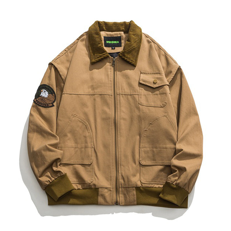 Contrast color jacket with Velcro pattern