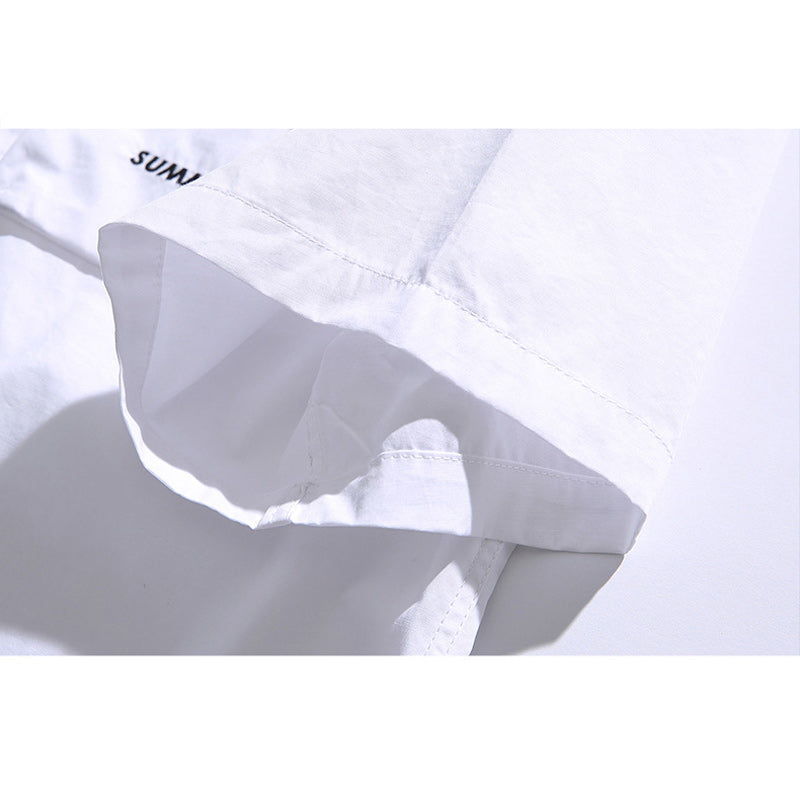 Retro functional large pocket plain work short sleeve shirt