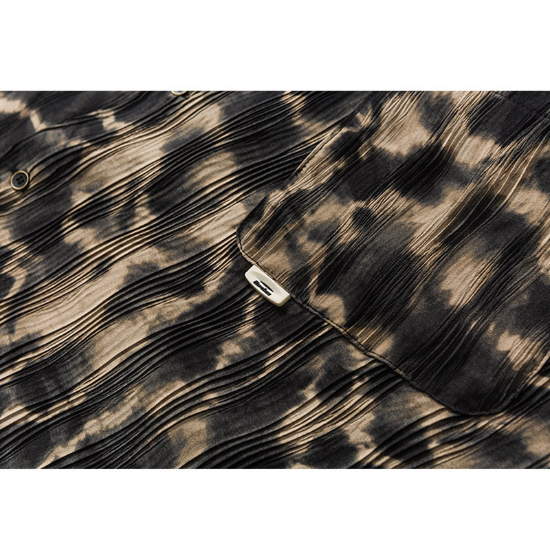 New summer color combination leopard print short sleeve shirt