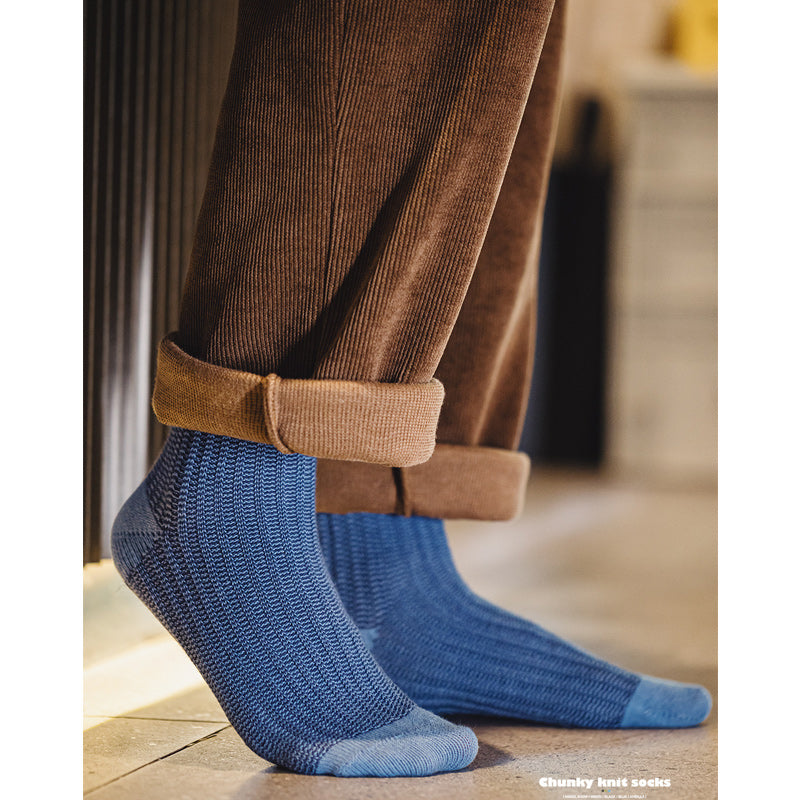 Color Block Thick Yarn Socks (Set of 2)